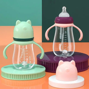 Baby Milk Feeding Bottle Set With Handle Infant Bottles Silicone Nipple BPA