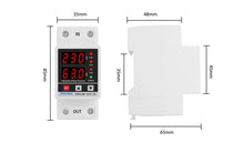 Load image into Gallery viewer, Dual Display 40A 63A 230V Din Rail Adjustable digital Over Under Voltage Relay Surge Protector  Limit Over Current Protection
