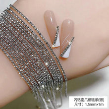 Load image into Gallery viewer, 100/50cm Luxury Crystal Chain Nail Charms - 1.5/2mm Clear &amp; AB Diamond Nail Art Decoration

