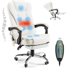 Load image into Gallery viewer, Office Chair with 7 Point Vibrating Massage&amp;Heat Functions, Ergonomic Recliner Chair w/Footrest PU Leather Wide Computer Desk Ch
