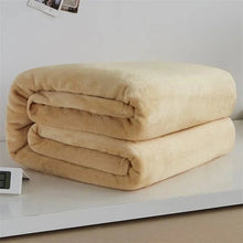 Load image into Gallery viewer, 230GSM Coral Fleece Flannel Blankets For Beds Solid Blue Pink Soft Warm Thin Bedspread Sofa Cover Faux Fur Plaid Blanket
