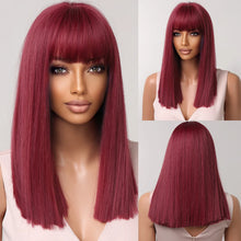 Load image into Gallery viewer, Short Straight Synthetic Wigs for Women Blonde to Brown Ombre Bob Wigs with Bangs Daily Cosplay Party Heat Resistant Fake Hair
