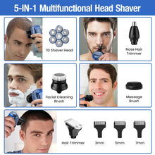 Load image into Gallery viewer, 5 in 1 Electric Head Shaver for Bald Men 7D Floating Cutter Beard Trimmer Clipper Waterproof Shaving Men Grooming Kit
