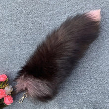 Load image into Gallery viewer, Plush-Fox Tail Keychain Furry Racoon Tail Keyring Keychain 28cm Animal Tail Key-Pendant Pompoms Keyring Holder Bag-Decor
