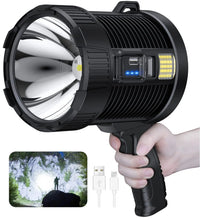 Load image into Gallery viewer, Rechargeable Spotlight 900000 Lumens Led Spot Lights Handheld Large Flashlight Super Bright Outdoor Solar Spotlights Searchlight
