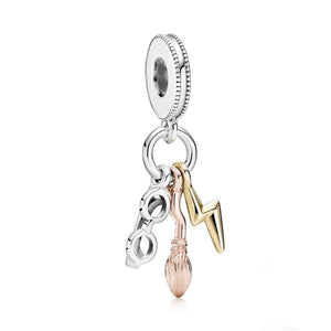 New Fashion Charm Original Hat Lightning Triangle Beads Suitable for the Original Pandora Women's Bracelet Jewelry Accessories