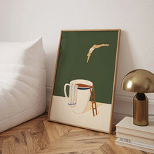 Load image into Gallery viewer, Retro Coffee Diving Poster Canvas Wall Art | Good Morning Coffee Print
