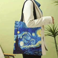 Load image into Gallery viewer, Van Gogh Canvas Bag – Starry Night &amp; Sunflower Oil Painting Handbag
