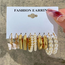 Load image into Gallery viewer, Gold Butterfly &amp; Heart Dangle Earrings Set – Acrylic Drop Jewelry for Women
