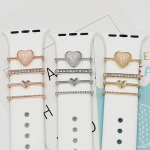 Metal Charms Decoration For Apple Watch Strap 5 Pcs Diamond Jewelry Ring for Iwatch Samsung Galaxy Watch Band Accessories Nails