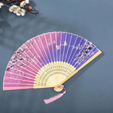 Load image into Gallery viewer, Hand Fan Foldable Silk Fan Noodles Bamboo Fan Bones Halloween Cosplay Prop Christmas Wedding Decoration Party Gifts Art Crafts
