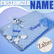 Load image into Gallery viewer, Personalized Newborn Baby Blanket with Name &amp; Custom Stroller Gift Set

