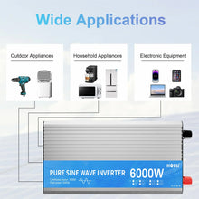 Load image into Gallery viewer, HOULI current inverter converter 12v to 220v convertidor de corriente coche 2000W 3000W 4000W 5000W 6000W european plug 50hz
