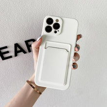 Load image into Gallery viewer, White Luxury Card Holder Phone Case for iPhone 13 12 Pro Wallet Soft Back Cover Shockproof  Cute Protective Case for iPhone Cute Case With Card Holder
