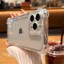 Load image into Gallery viewer, Luxury Shockproof Clear Hard Case For iPhone 14 13 12 11 Pro Max X XR XS 7 8 Plus Soft Silicone Bumper Transparent Cover Drop Protection iphone Protective Case Compatible With iPhone
