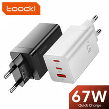 Load image into Gallery viewer, Toocki 67W GaN Charger Quick Charge 4.0 PD3.0 Fast Charging Type C Charger for Macook iPhone 14 13 12 Pro Max Samsung S23 Xiaomi
