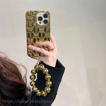 Load image into Gallery viewer, Luxury Gold Plating Electroplated Bracelet Cute Compatible with iPhone Diamond Case Luxury Sparkle Glitter Rhinestone  Phone Case For iPhone 14 13 Promax 11 12 Pro Max Mini Xs Max XR 8 7 Plus Mirror Cover
