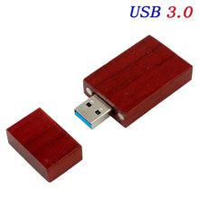 Load image into Gallery viewer, JASTER Wooden Block USB 3.0 Flash Drive Red Wood Pendrive 4GB 8GB 16GB 32GB 64GB 128GB Memory Stick U Disk Gift
