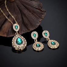 Load image into Gallery viewer, 2020 Women&#39;s Luxury Rhinestone Oval Charm Necklace + Drop Dangle Earrings Jewelry Set
