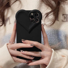 Load image into Gallery viewer, Fashion Cool Black Love Heart Phone Case For iPhone 14 13 Pro Max 12 11 XR XS Dustproof Soft Shockproof Back Cover  Luxury Soft Back Cover Raised Full Camera Protection Bumper Silicone Shockproof Phone Case
