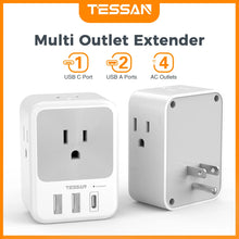 Load image into Gallery viewer, TESSAN Multi Outlet Splitter with 8 AC Outlets &amp; 3 USB (1 USB C) Surge Protector Multi Outlet Extender for Home Office Dorm
