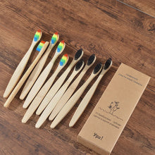 Load image into Gallery viewer, 10Pcs Colorful Toothbrush Natural Bamboo Tooth Brush Sets Soft Bristle Charcoal Teeth Eco Bamboo Toothbrushes Dental Oral Care
