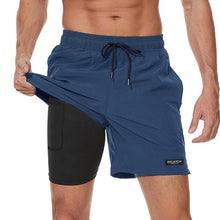 Load image into Gallery viewer, Men's Swimming Trunks with Compression Liner 2 in 1 Quick-Dry Gym Sports Shorts Swim Shorts with Pockets  Beach Swimming Trunks Quick Dry Swim Shorts with Pockets
