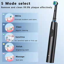 Load image into Gallery viewer, Electric Toothbrush Rotary Cleaning Teeth Brush Waterproof Electronic Tooth Brush With Timer Rechargeable Toothbrush with 8 Head
