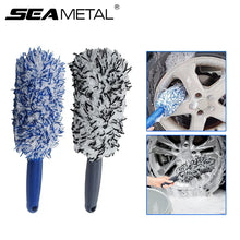 Load image into Gallery viewer, SEAMETAL Car Wheel Tire Rim Cleaning Brush Portable Plush Car Wheel Hub Brush Washing Tool Car Detailing Care Dust Removal Brush
