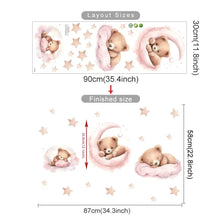 Load image into Gallery viewer, Pink Cartoon Bear Wall Stickers for Kids &amp; Nursery Room Decor
