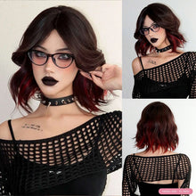 Load image into Gallery viewer, Short Straight Bob Wigs for Women Black Brown Synthetic Natural Hair Wig with Bangs Heat Resistant Cosplay Daily Use Hair
