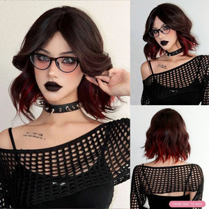 Short Straight Bob Wigs for Women Black Brown Synthetic Natural Hair Wig with Bangs Heat Resistant Cosplay Daily Use Hair