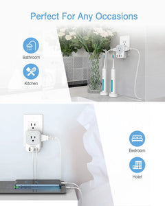 TESSAN Multi Outlet Splitter with 8 AC Outlets & 3 USB (1 USB C) Surge Protector Multi Outlet Extender for Home Office Dorm