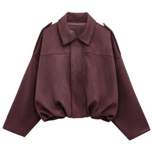 Load image into Gallery viewer, Women’s Suede Bomber Jacket – Cropped Racing Style

