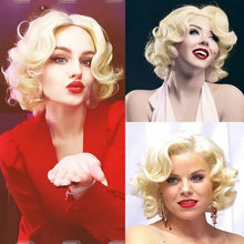 Load image into Gallery viewer, Short Curly Wigs for Women Synthetic Hair with Bangs Shoulder Length Blonde Grey White Brown Natural Looking Party Daily Use
