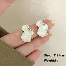 Load image into Gallery viewer, White Flower &amp; Butterfly Dangle Earrings – Acrylic Pearl Heart Jewelry
