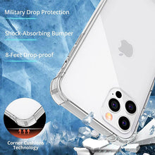Load image into Gallery viewer, Thick Shockproof Silicone Phone Case For iPhone 14 13 12 11 Pro Max Mini X XS XR 8 7 6 Plus Lens Protection Case Back Cover Super Clear Transparent Hard Back Strong Durable Frame Cases for iPhone
