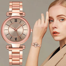 Load image into Gallery viewer, Luxury Rose Gold Stainless Steel Watches Female Classic Round Dial Quartz Watch Women Business Wristwatches Wrist Jewelry Reloj
