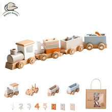 Load image into Gallery viewer, Wooden Train Birthday Toy Montessori Baby Learning
