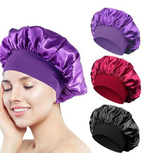 Load image into Gallery viewer, Women’s Satin Sleep Bonnet – Silk Hair Bonnet Wide Band
