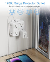 Load image into Gallery viewer, TESSAN Multi Outlet Splitter with 8 AC Outlets &amp; 3 USB (1 USB C) Surge Protector Multi Outlet Extender for Home Office Dorm
