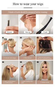 Short Straight Synthetic Wigs for Women Blonde to Brown Ombre Bob Wigs with Bangs Daily Cosplay Party Heat Resistant Fake Hair