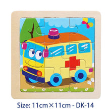 Load image into Gallery viewer, 11cm/4.33in Kids Wooden Jigsaw Puzzle Games Cartoon Animal Vehicle Pattern Children Montessori Educational Toys
