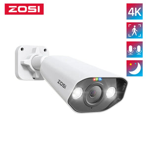 ZOSI 4K IP Camera Add-on PoE Security Camera Two Way Audio 8MP Ultra HD Color Night Vision Home CCTV  Video Surveillance Camera