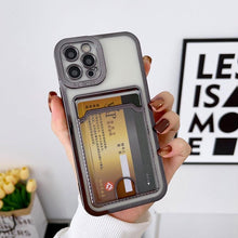 Load image into Gallery viewer, Luxury Square Phone Case For iPhone 13 11 14 12 Pro Max Mini XS XR 6s 7 8 Plus SE Cover Soft Silicone Wallet Card Holder Clear Card Slot Case Slim Fit Protective Soft Wallet Case
