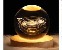 Load image into Gallery viewer, Kids LED Crystal Ball Lamp – 3D Moon &amp; Galaxy Table Decor Toy
