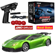 Load image into Gallery viewer, 4WD RC Drift Racing Car - 1/43 Mini High-Speed Electric Car with Gyroscope, Realistic Lights, Remote Control Toy for Kids &amp; Adults

