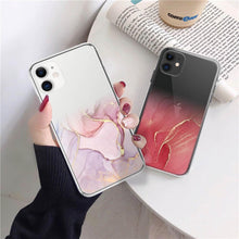 Load image into Gallery viewer, Luxury Marble Transparent Phone Case For iPhone 11 12 Pro XS Max X XR 7 8 Plus Soft Silicone Shockproof Cover  Green Marble Design Gold Sparkly Glitter Protective Stylish Slim Thin Cute Case for Phone
