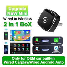 Load image into Gallery viewer, NEW 2in1 Wireless CarPlay AI Mini Android Auto Box Plug&amp;Play Automatic Connection Compatible with 99% of Cars For Car Radio
