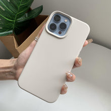 Load image into Gallery viewer, Silicone Soft Thick Protective Rubber Phone Basic Case For iPhone 14 13 Pro Max Case Luxury Silicone Phone Case for iPhone Solid Color Classic Camera Protection Case
